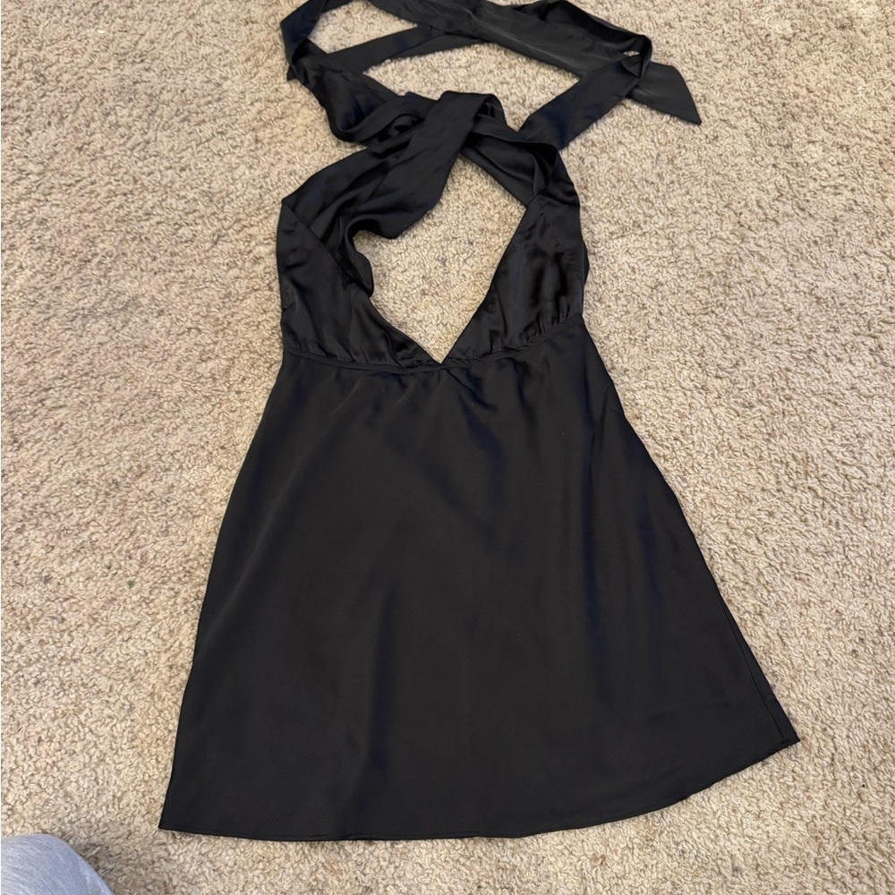 Elegant Black Halter Dress